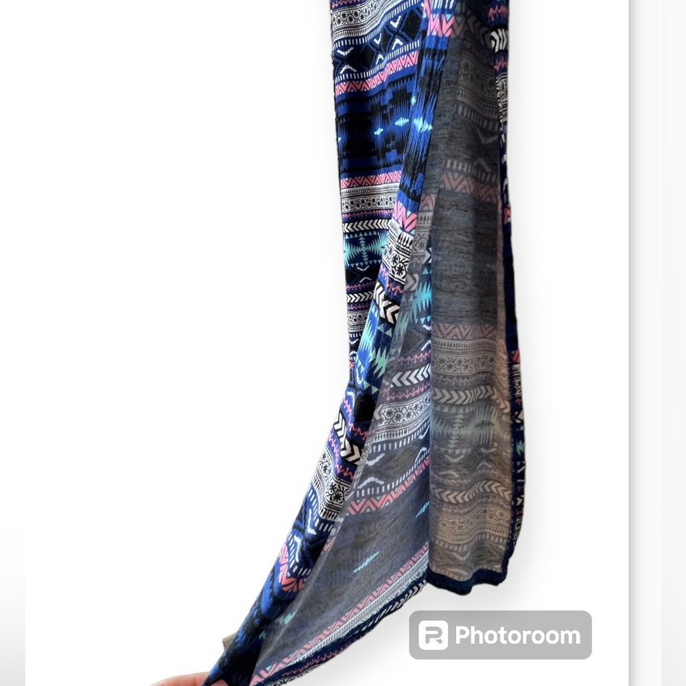 Charlotte Russe Medium High Slit Boho Hippie  SouthWestern Blue Maxi Skirt‎ - Picture 2 of 8